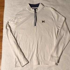 University of Michigan x Johnnie O White Quarter-Zip Sweater in Medium